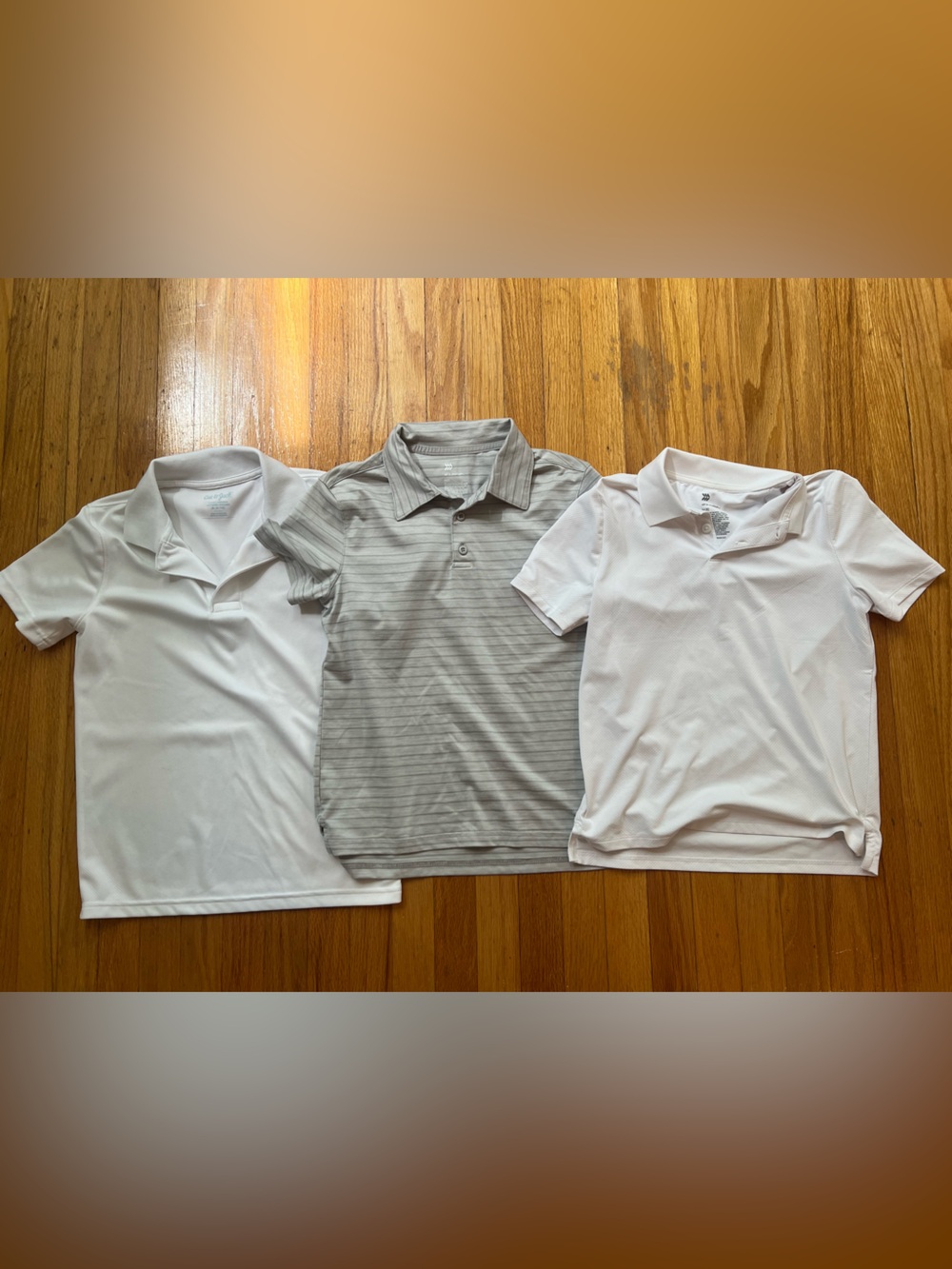 Set of 3 boys White & Gray DRI-fit short sleeve Polo Shirts size medium 8